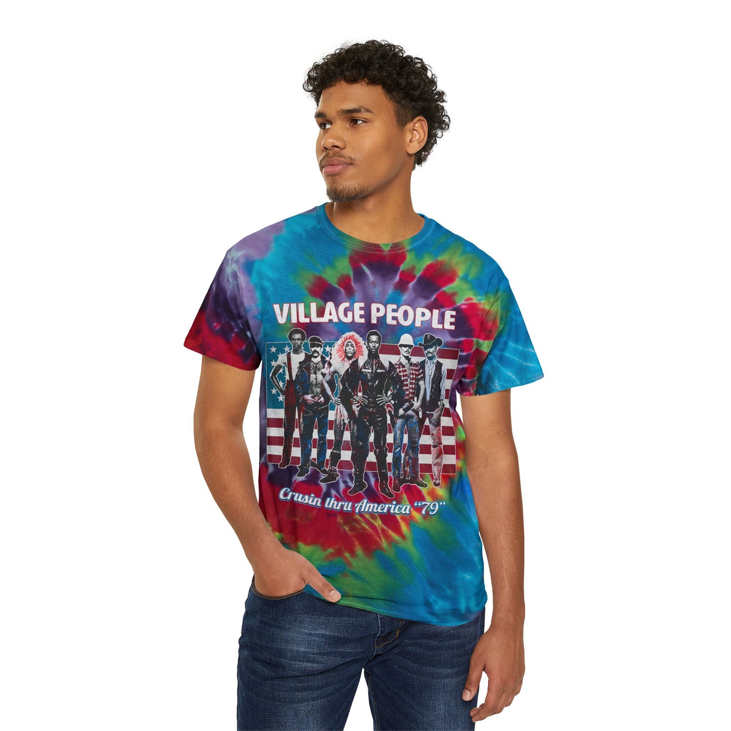 Village People Crusin' Thru America '79 Dark Tie-Dye Tee